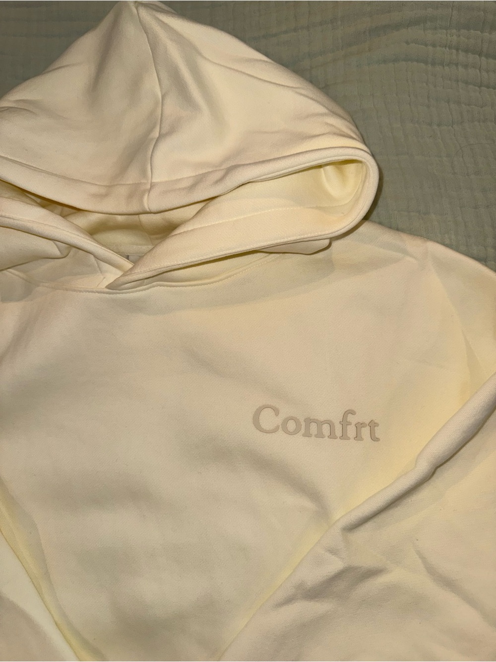 Comfort Brand Minimalist Style Hoodie Pullover in Buttercream, Size Large - Picture 2 of 5
